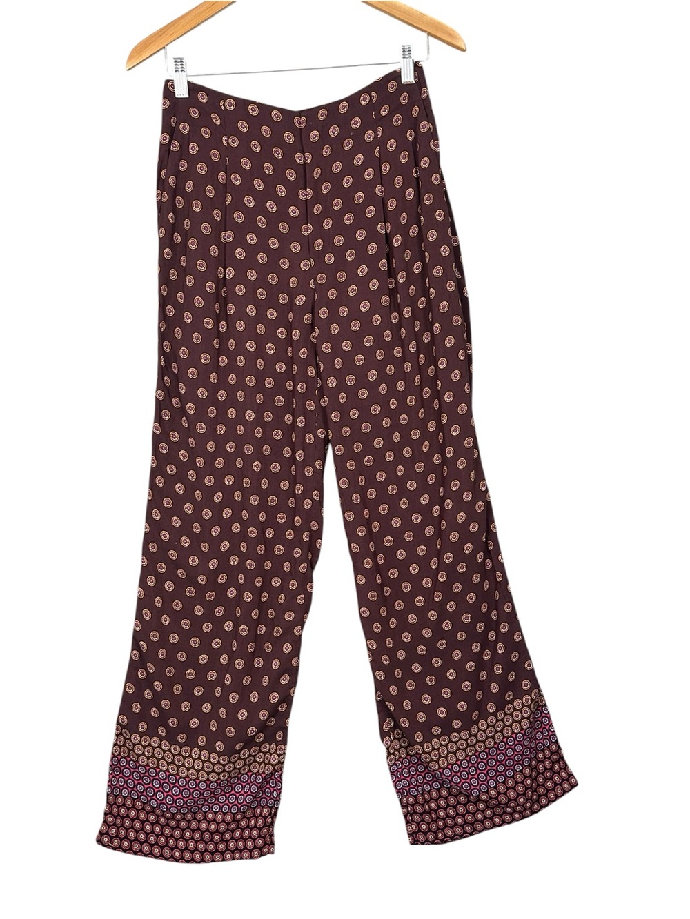 Anthropologie Pants Size 0 Wide Leg Patterned Boho Geometric Print Viscose Light